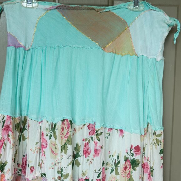 Ishyu Y2k Peasant Skirt Patchwork Tier Bohemian Feminine Cottagecore - Picture 8 of 10